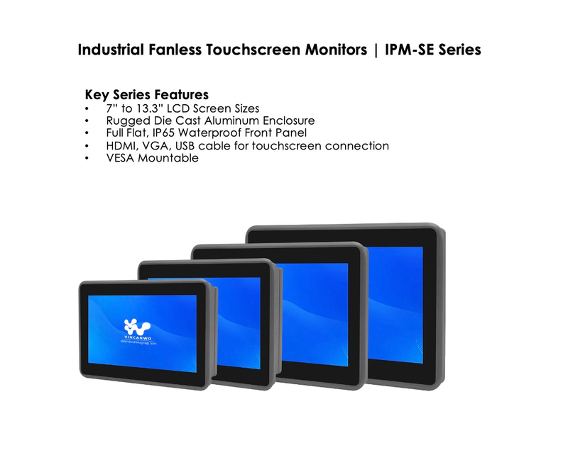 Industrial Fanless Touchscreen Monitors | IPM-SE Series