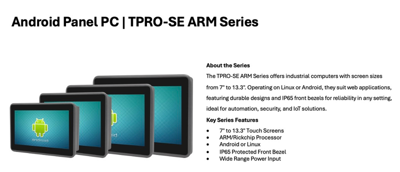Android Panel PCs | TPRO-SE ARM Series