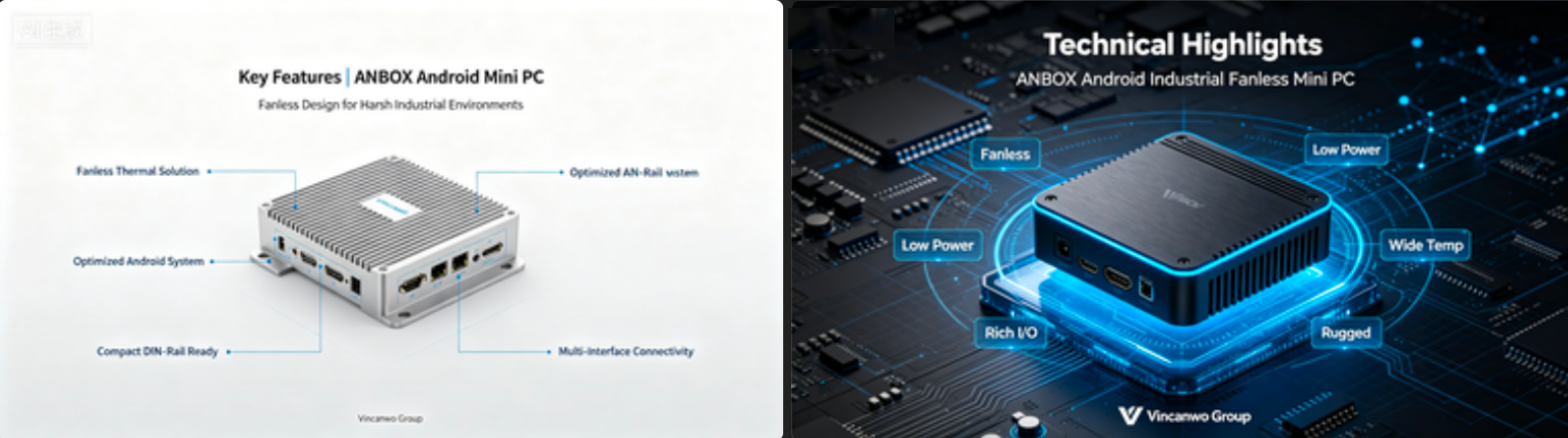 Key Features : Technical Highlights of Android Industrial Fanless Mini PC | ANBOX , Vincanwo Group.png