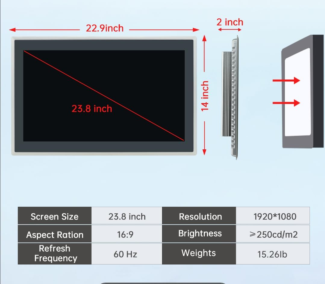 23.8" Industrial Embedded Panel PC Ratio 16:9 Multi-Touchscreen-Monitor | CP-6710-238