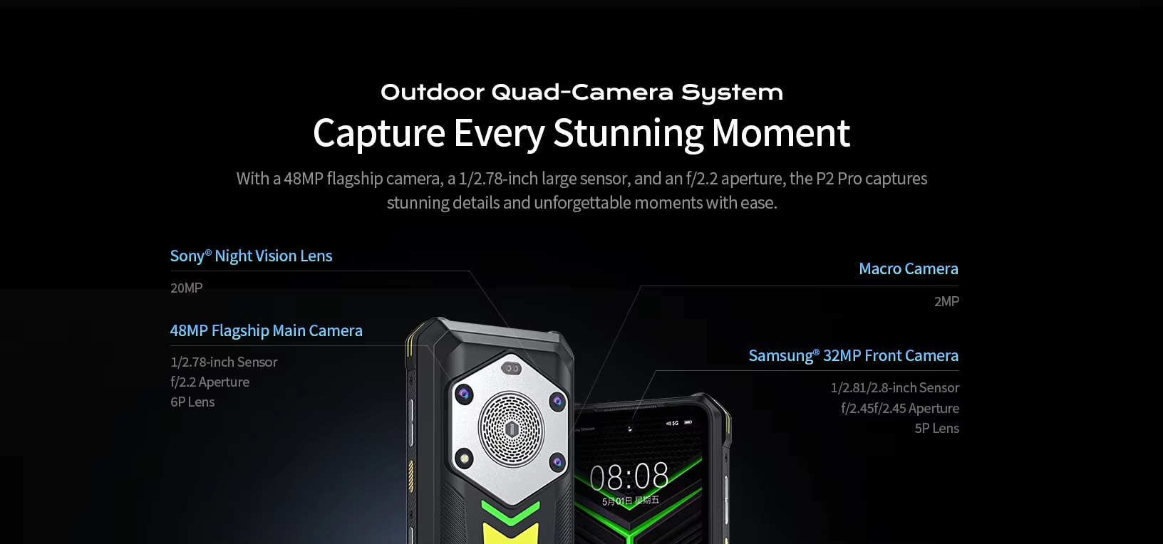 Outdoor Quad-Camera System Capture Every Stunning Moment,6.78" Rugged Outdoor Phone Android 14 | P2-Pro.png