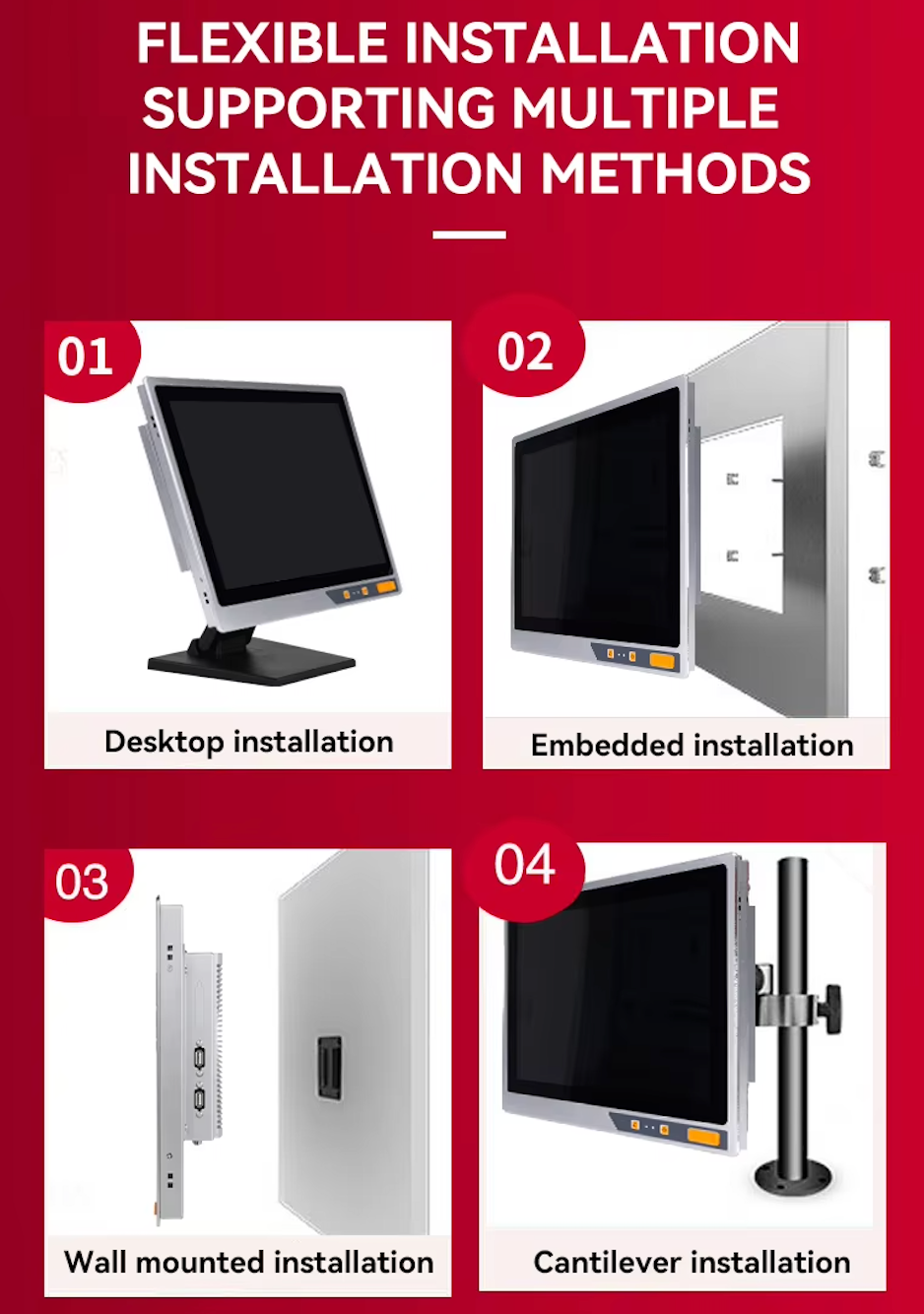 Flexible multiple installations 17.3" Touch Panel Industrial PC LCD Screen Wall Mount Windows i5 i7 | VFACEH-173.png