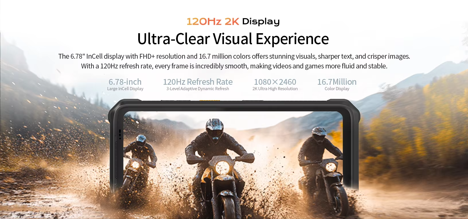 120Hz 2K Display Ultra-Clear Visual Experience,6.78" Rugged Outdoor Phone Android 14 | P2-Pro.png
